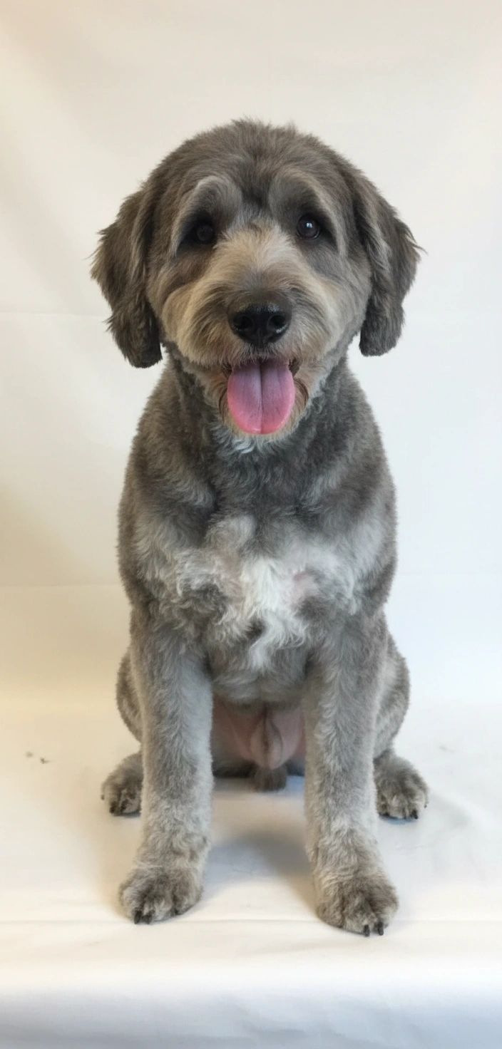 Gray doodle after grooming